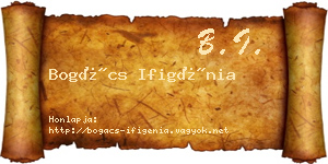 Bogács Ifigénia névjegykártya